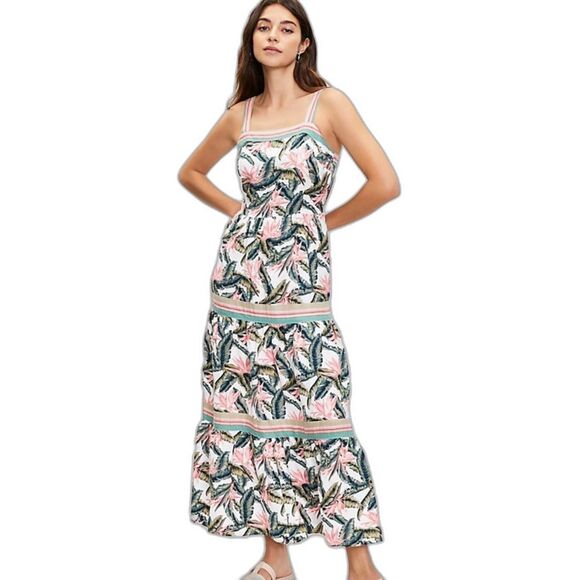 Loft Ann Taylor bird of Paradise Coastal Linen Petal Pink Tiered Maxi Dress - Picture 1 of 10